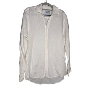 WNU With Nothing Underneath white linen button down blouse